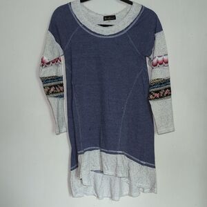 Hannah Banana Mix Media Long Sleeve Sweatshirt High-Low Girls Size 12